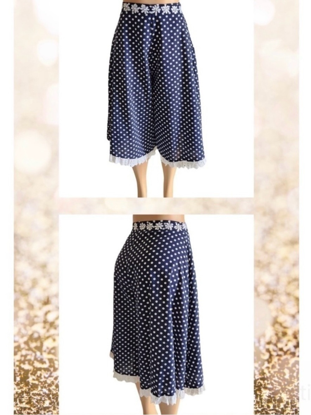 Free People KAS New York Daisy Dot Embroidered Culotte Pants Size S - Picture 3 of 9